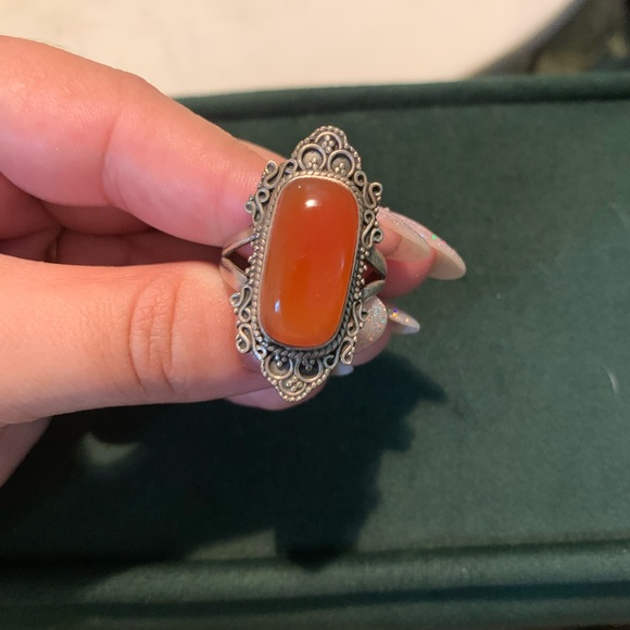 Boho sterling silver carnelian ring - Picture 2 of 8